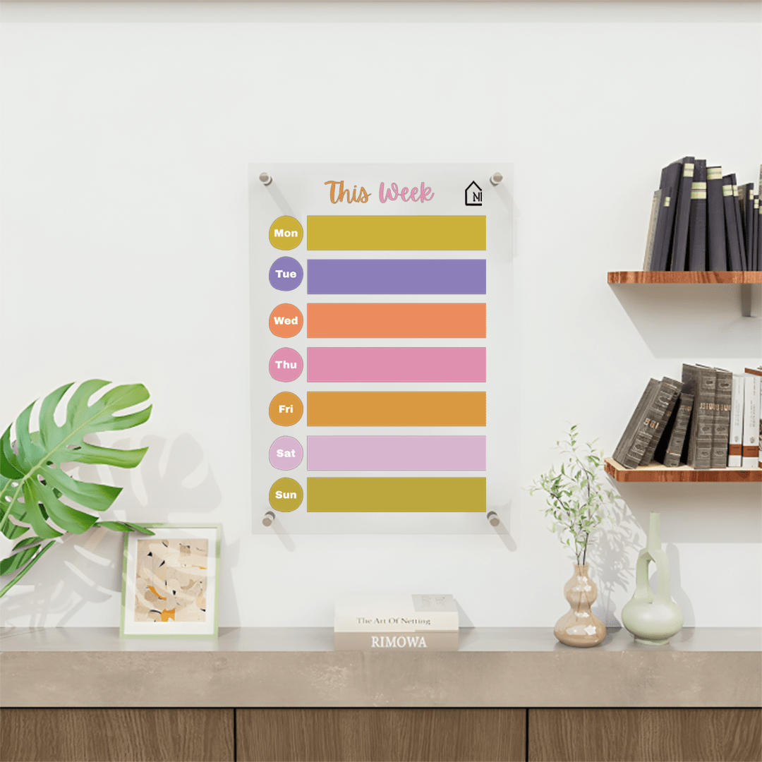 Colorful Acrylic Weekly Planner Board – Reusable Wall Organizer for Home, Office & Study - Memories InsiteWEEKLY COLORFULL PLANNER II